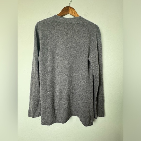 NWT 100% Cashmere 41 Hawthorn Dark Grey Open Front Draped Leena Cardigan Sweater - Picture 4 of 13